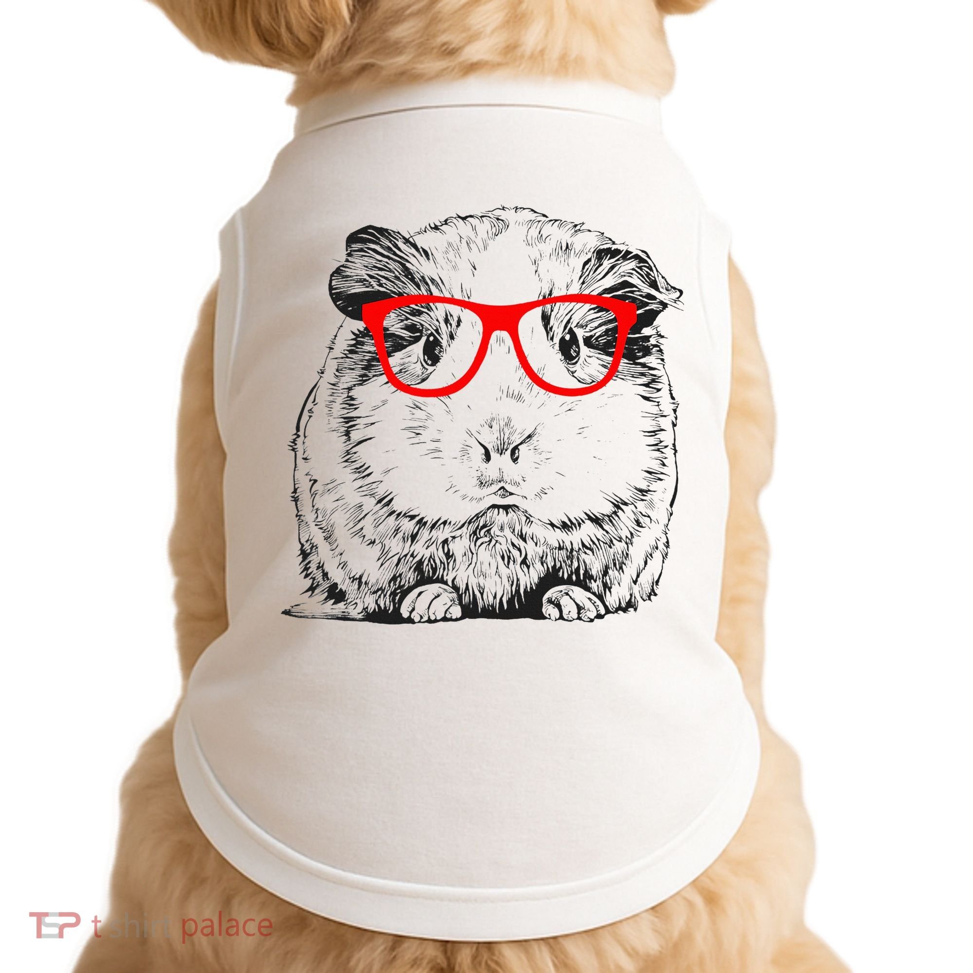 Hipster Guinea Pig In Red Glasses Pet Animal Doggie Tank