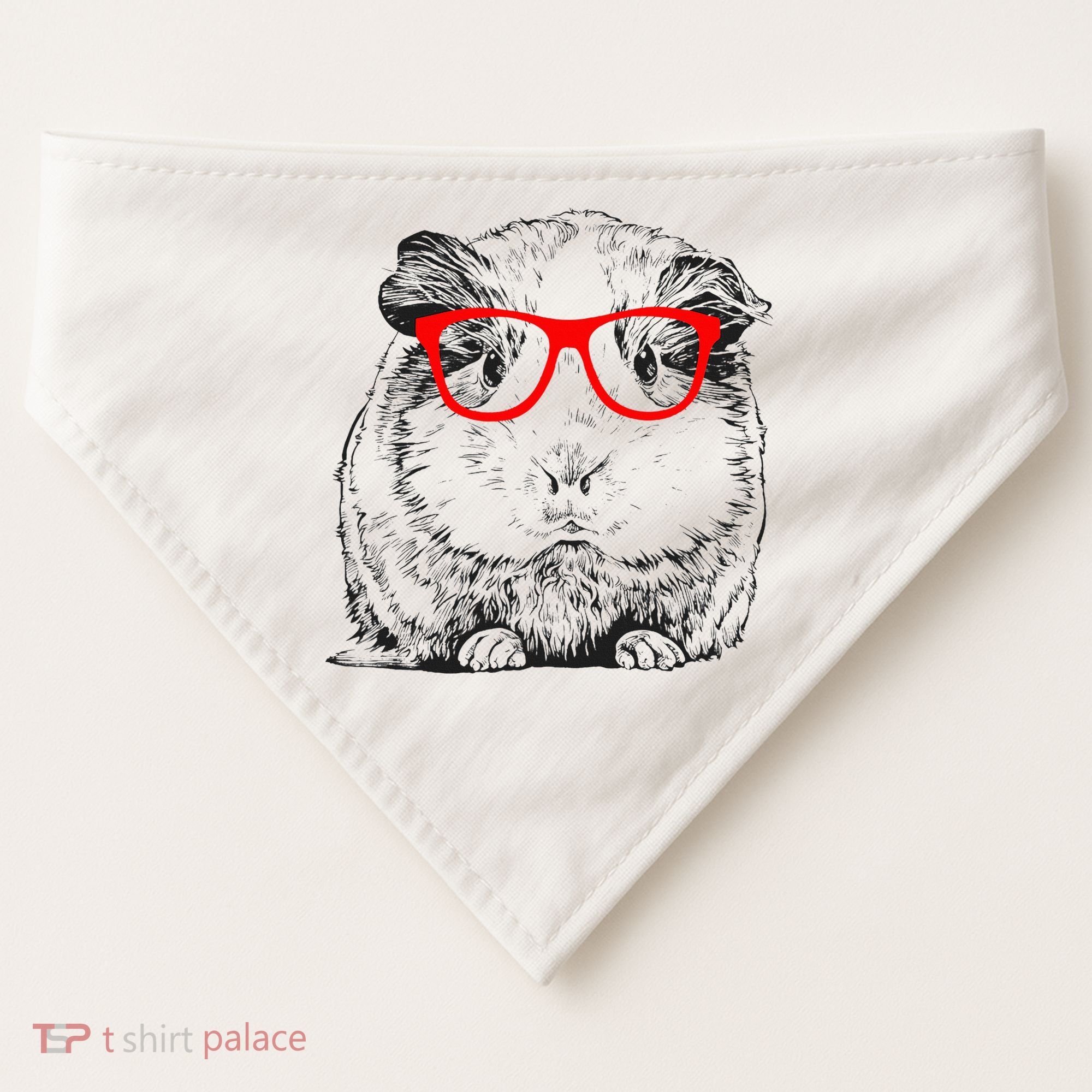 Hipster Guinea Pig In Red Glasses Pet Animal USA-Made Doggie Bandana