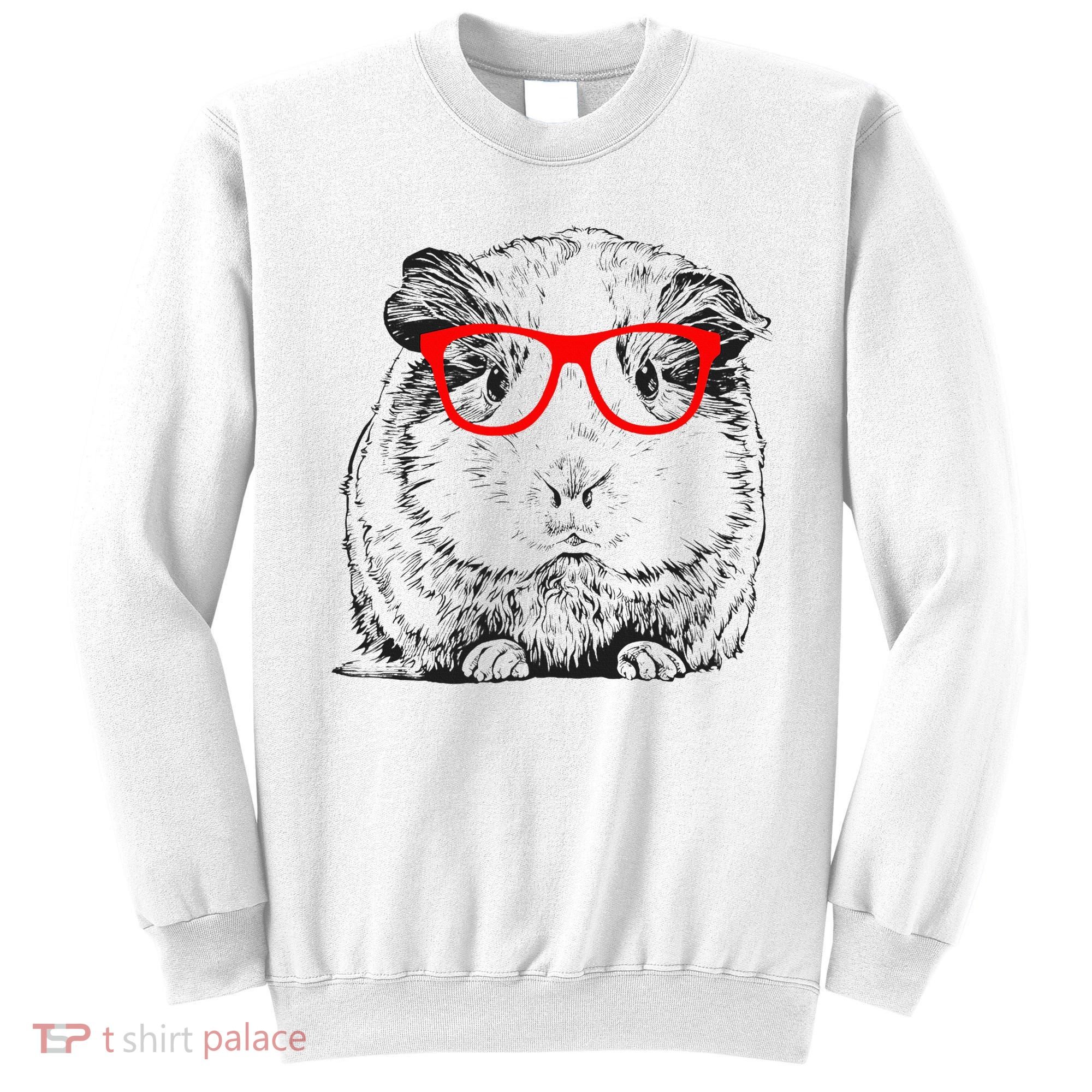 Hipster Guinea Pig In Red Glasses Pet Animal Sweatshirt