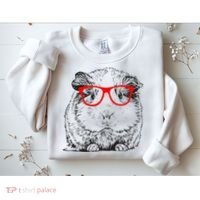Hipster Guinea Pig In Red Glasses Pet Animal Sweatshirt thumb 2