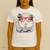 Hipster Guinea Pig In Red Glasses Pet Animal T-Shirt thumb 4