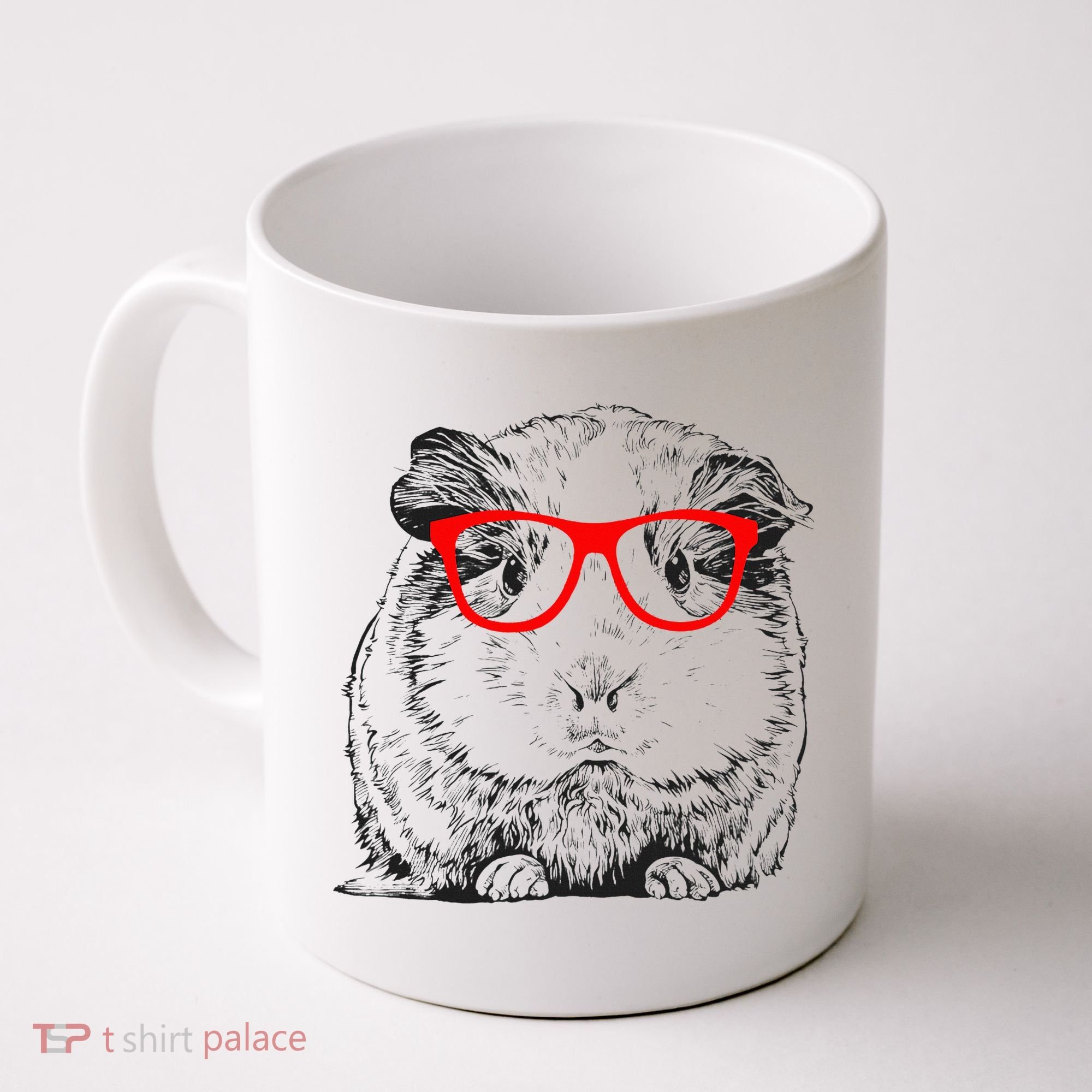 Hipster Guinea Pig In Red Glasses Pet Animal Coffee Mug