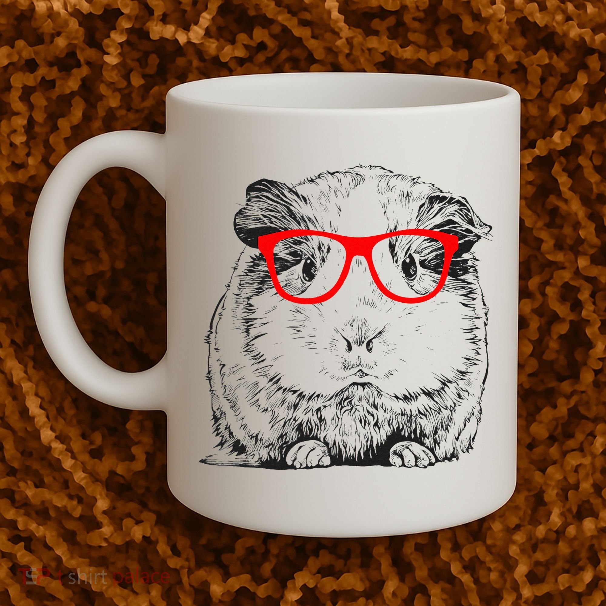 Hipster Guinea Pig In Red Glasses Pet Animal Coffee Mug