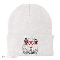 Hipster Guinea Pig In Red Glasses Pet Animal Beanie thumb 0