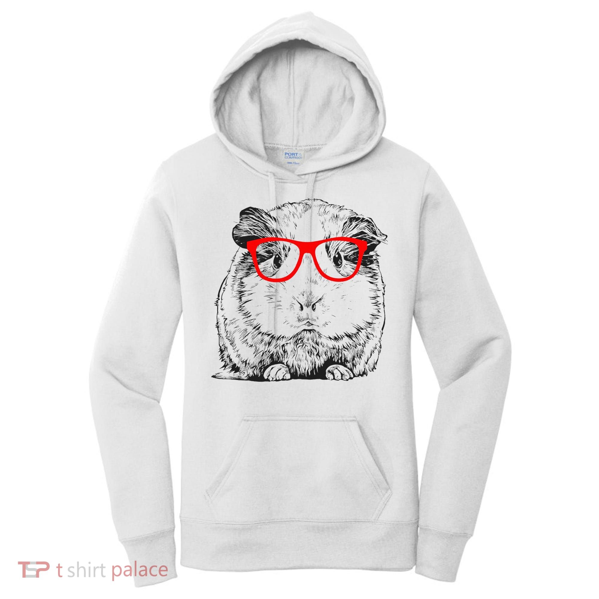 Hipster Guinea Pig In Red Glasses Pet Animal Women's Hoodie