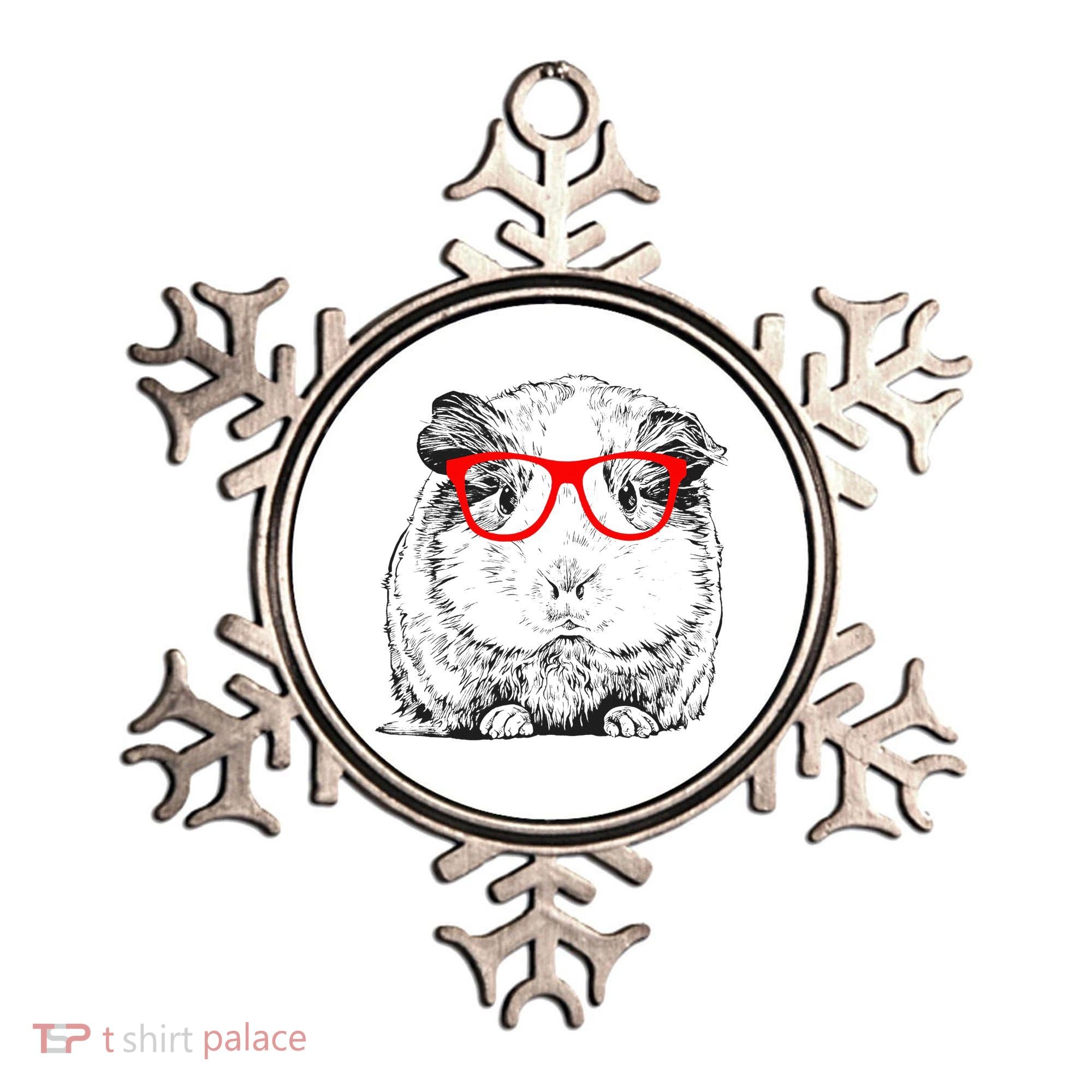 Hipster Guinea Pig In Red Glasses Pet Animal Ornament