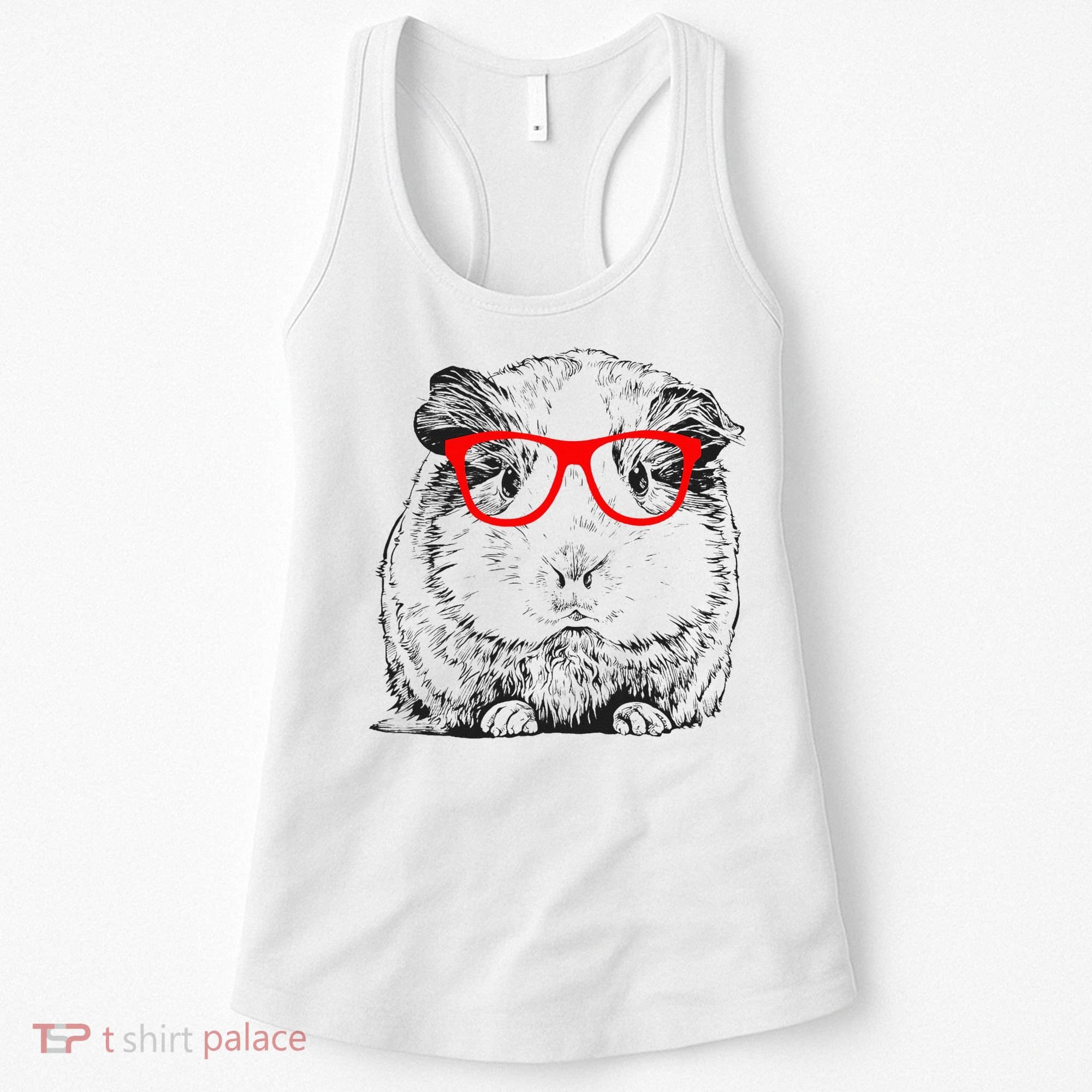 Hipster Guinea Pig In Red Glasses Pet Animal Women's Tank Top