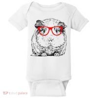 Hipster Guinea Pig In Red Glasses Pet Animal Baby Bodysuit thumb 0
