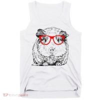 Hipster Guinea Pig In Red Glasses Pet Animal Tank Top thumb 0