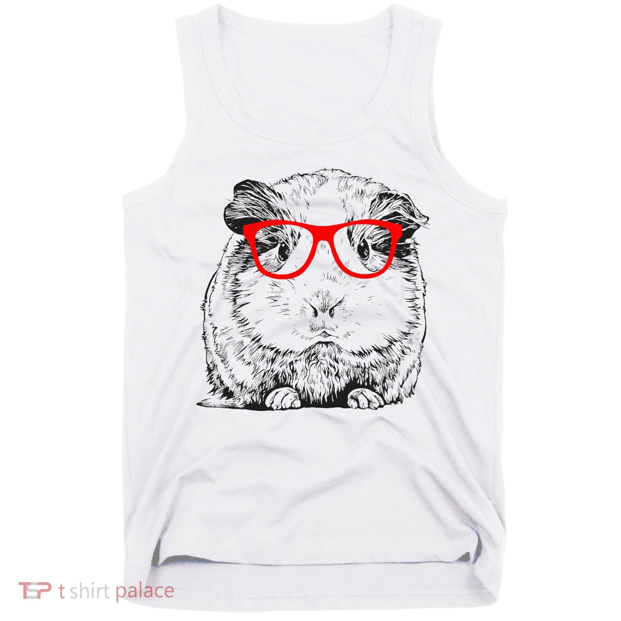 Hipster Guinea Pig In Red Glasses Pet Animal Tank Top