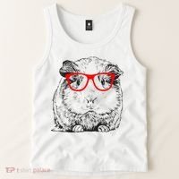 Hipster Guinea Pig In Red Glasses Pet Animal Tank Top thumb 2