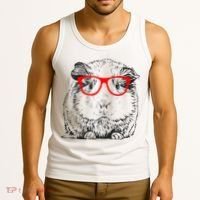 Hipster Guinea Pig In Red Glasses Pet Animal Tank Top thumb 3