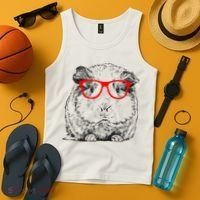 Hipster Guinea Pig In Red Glasses Pet Animal Tank Top thumb 4