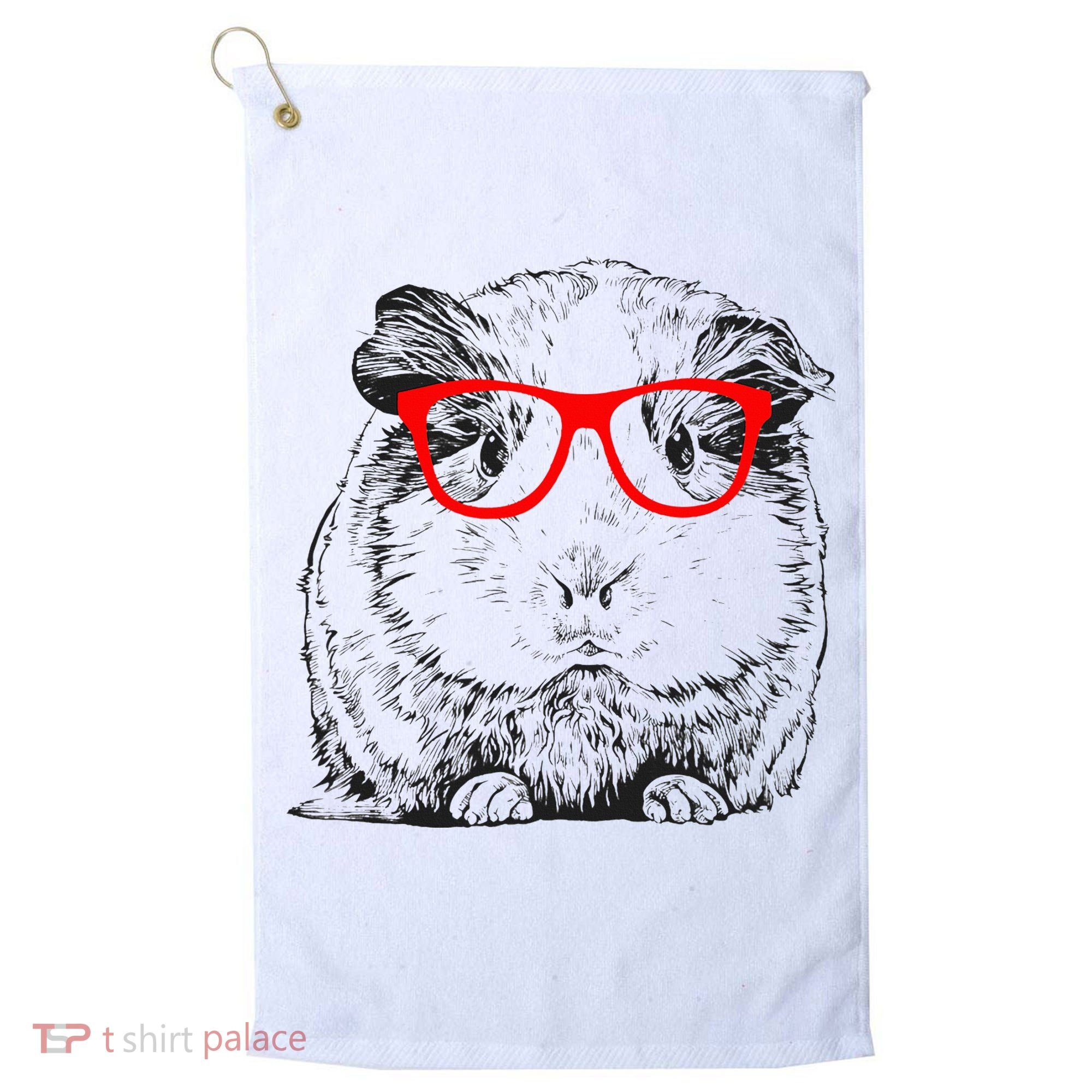 Hipster Guinea Pig In Red Glasses Pet Animal Golf Towel