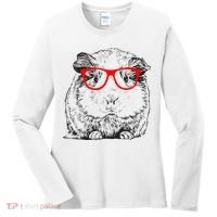 Hipster Guinea Pig In Red Glasses Pet Animal Women's Long Sleeve Shirt thumb 0
