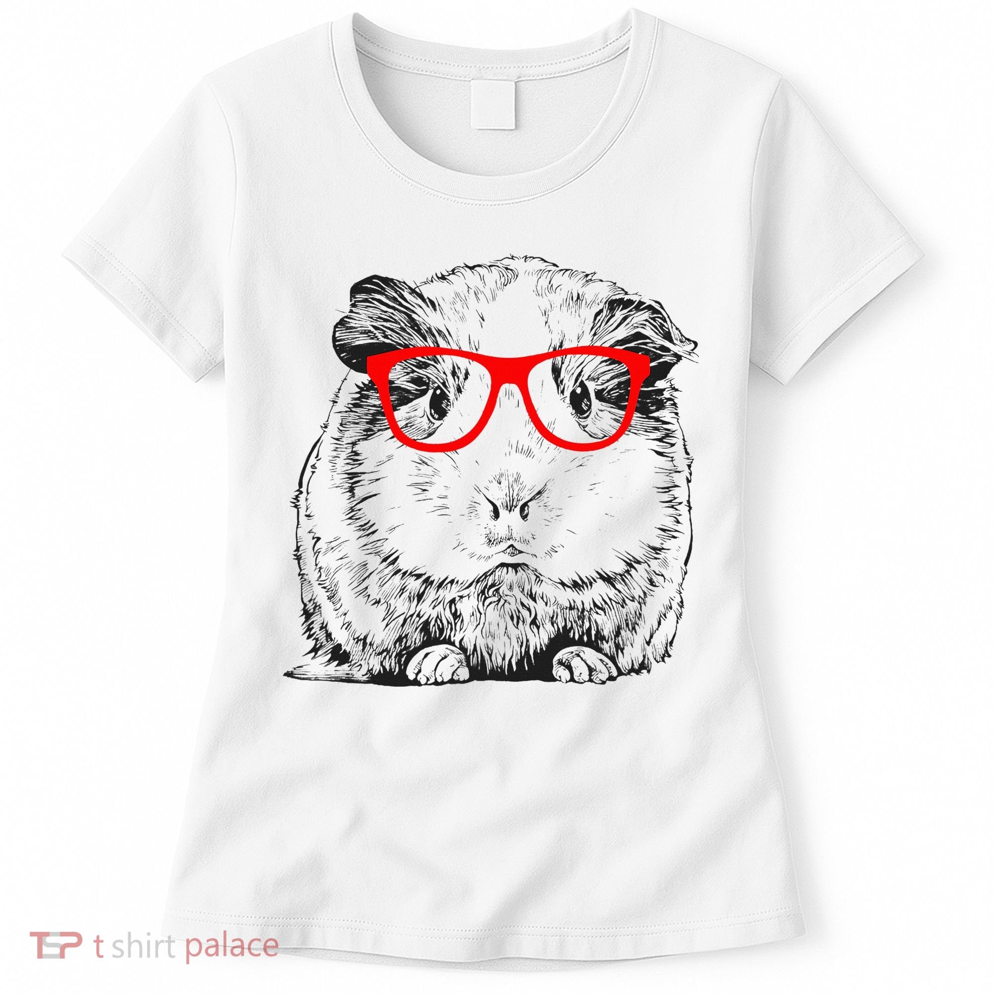Hipster Guinea Pig In Red Glasses Pet Animal Women's T-Shirt