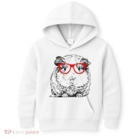 Hipster Guinea Pig In Red Glasses Pet Animal Kids Hoodie thumb 0