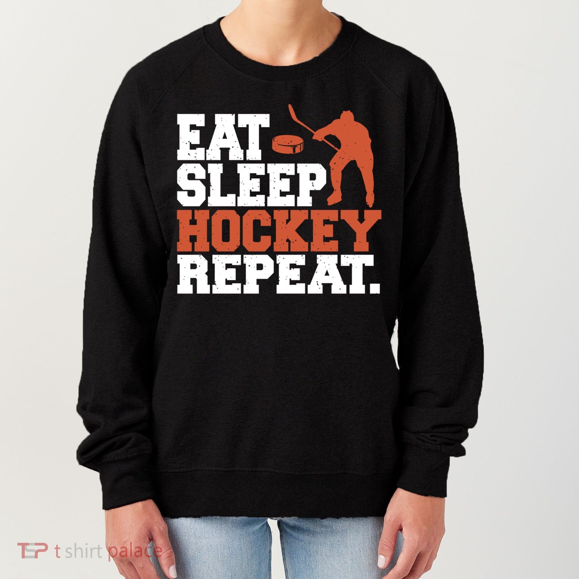 Hockey Gift Retro Eat Sleep Hockey Repeat Gift Women's Sweatshirt