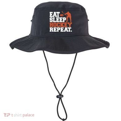 Hockey Gift Retro Eat Sleep Hockey Repeat Gift Bucket Hat