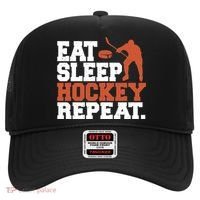 Hockey Gift Retro Eat Sleep Hockey Repeat Gift Hat thumb 0