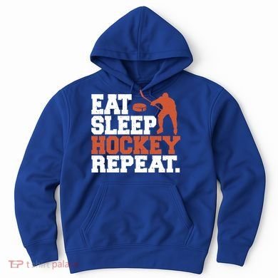 Hockey Gift Retro Eat Sleep Hockey Repeat Gift Hoodie