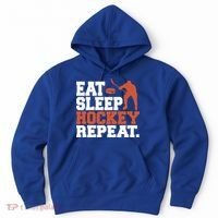 Hockey Gift Retro Eat Sleep Hockey Repeat Gift Hoodie thumb 0