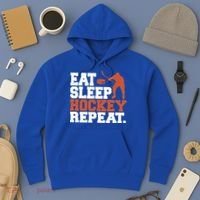 Hockey Gift Retro Eat Sleep Hockey Repeat Gift Hoodie thumb 3