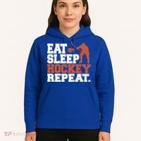 Hockey Gift Retro Eat Sleep Hockey Repeat Gift Hoodie thumb 5