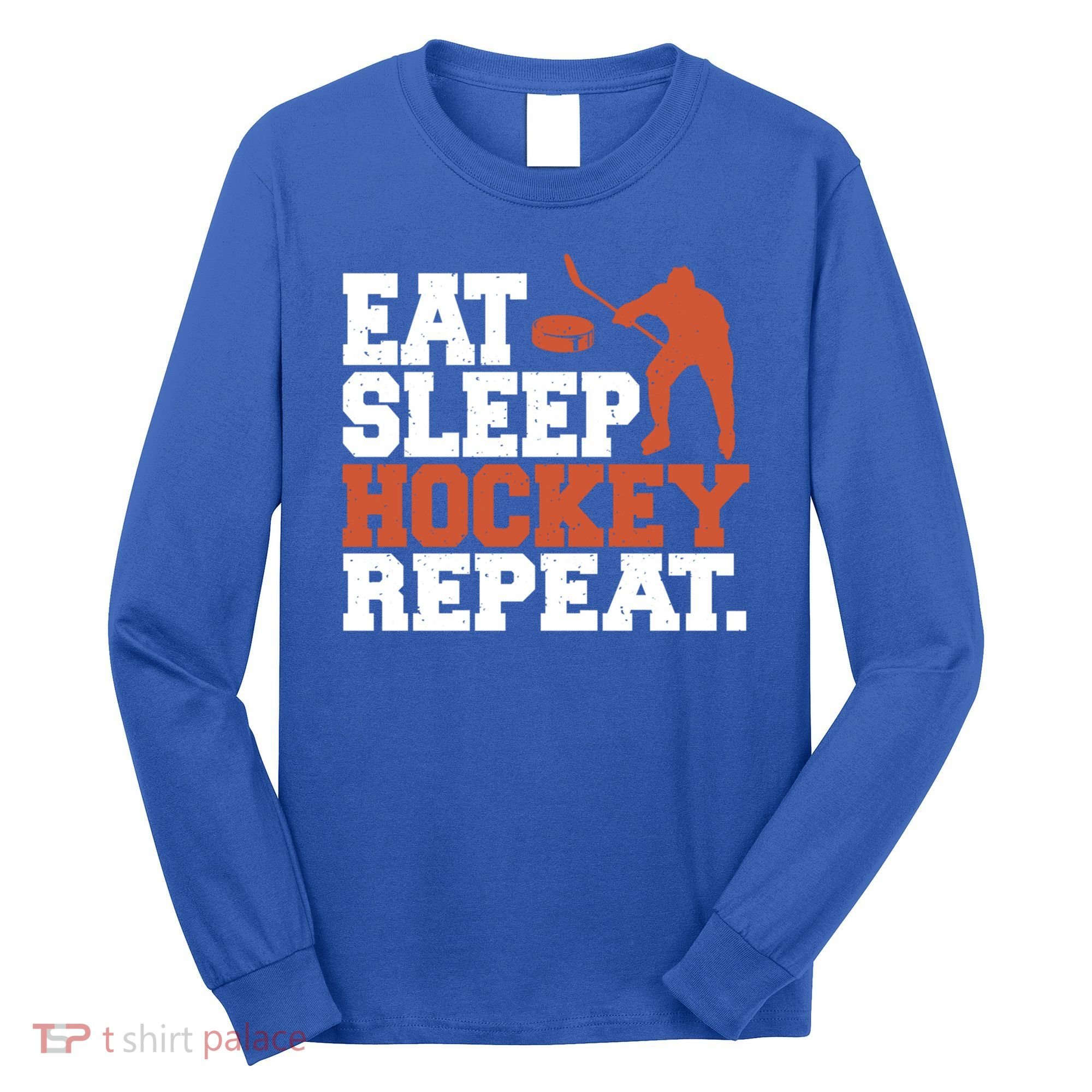 Hockey Gift Retro Eat Sleep Hockey Repeat Gift Long Sleeve Shirt
