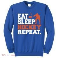 Hockey Gift Retro Eat Sleep Hockey Repeat Gift Sweatshirt thumb 0