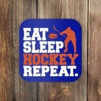 Hockey Gift Retro Eat Sleep Hockey Repeat Gift Coaster thumb 0