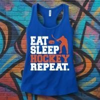 Hockey Gift Retro Eat Sleep Hockey Repeat Gift Women's Tank Top thumb 3
