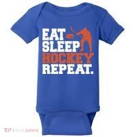 Hockey Gift Retro Eat Sleep Hockey Repeat Gift Baby Bodysuit thumb 0