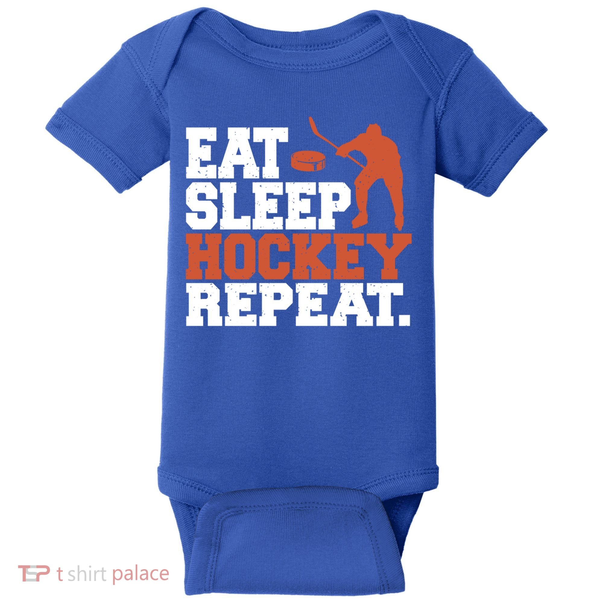 Hockey Gift Retro Eat Sleep Hockey Repeat Gift Baby Bodysuit