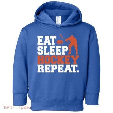 Hockey Gift Retro Eat Sleep Hockey Repeat Gift Toddler Hoodie