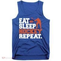 Hockey Gift Retro Eat Sleep Hockey Repeat Gift Tank Top thumb 0