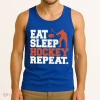 Hockey Gift Retro Eat Sleep Hockey Repeat Gift Tank Top thumb 3