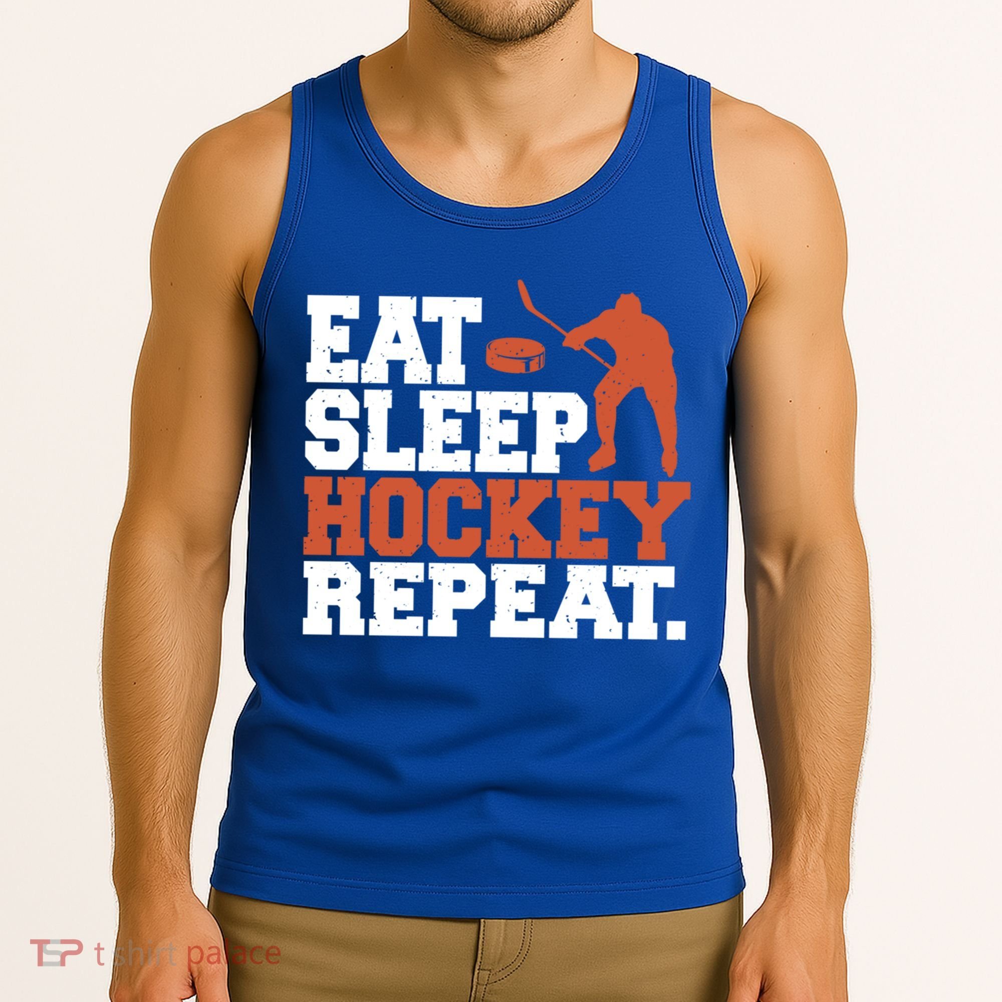 Hockey Gift Retro Eat Sleep Hockey Repeat Gift Tank Top