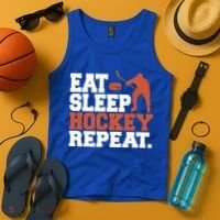 Hockey Gift Retro Eat Sleep Hockey Repeat Gift Tank Top thumb 4