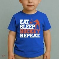 Hockey Gift Retro Eat Sleep Hockey Repeat Gift Toddler T-Shirt thumb 2