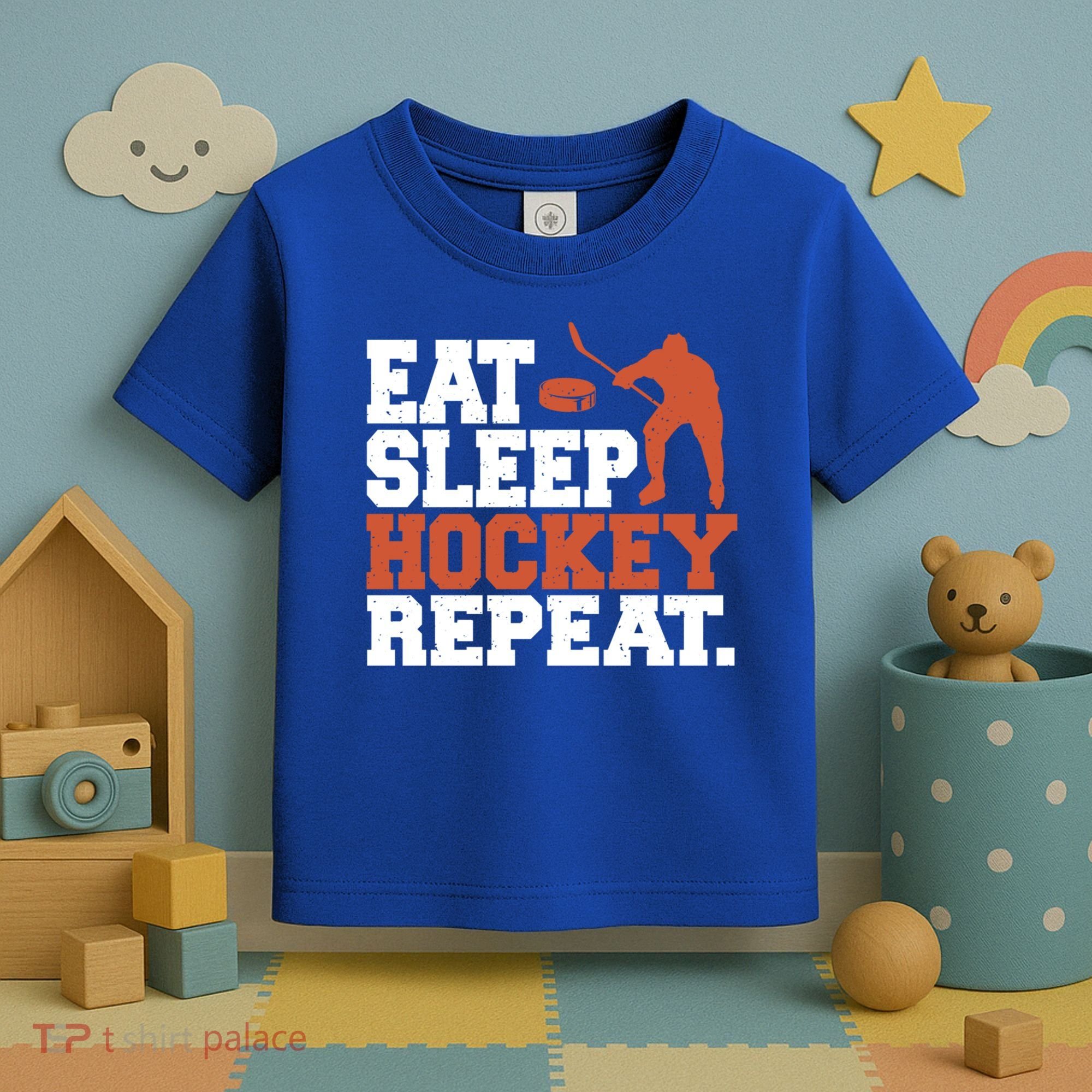Hockey Gift Retro Eat Sleep Hockey Repeat Gift Toddler T-Shirt