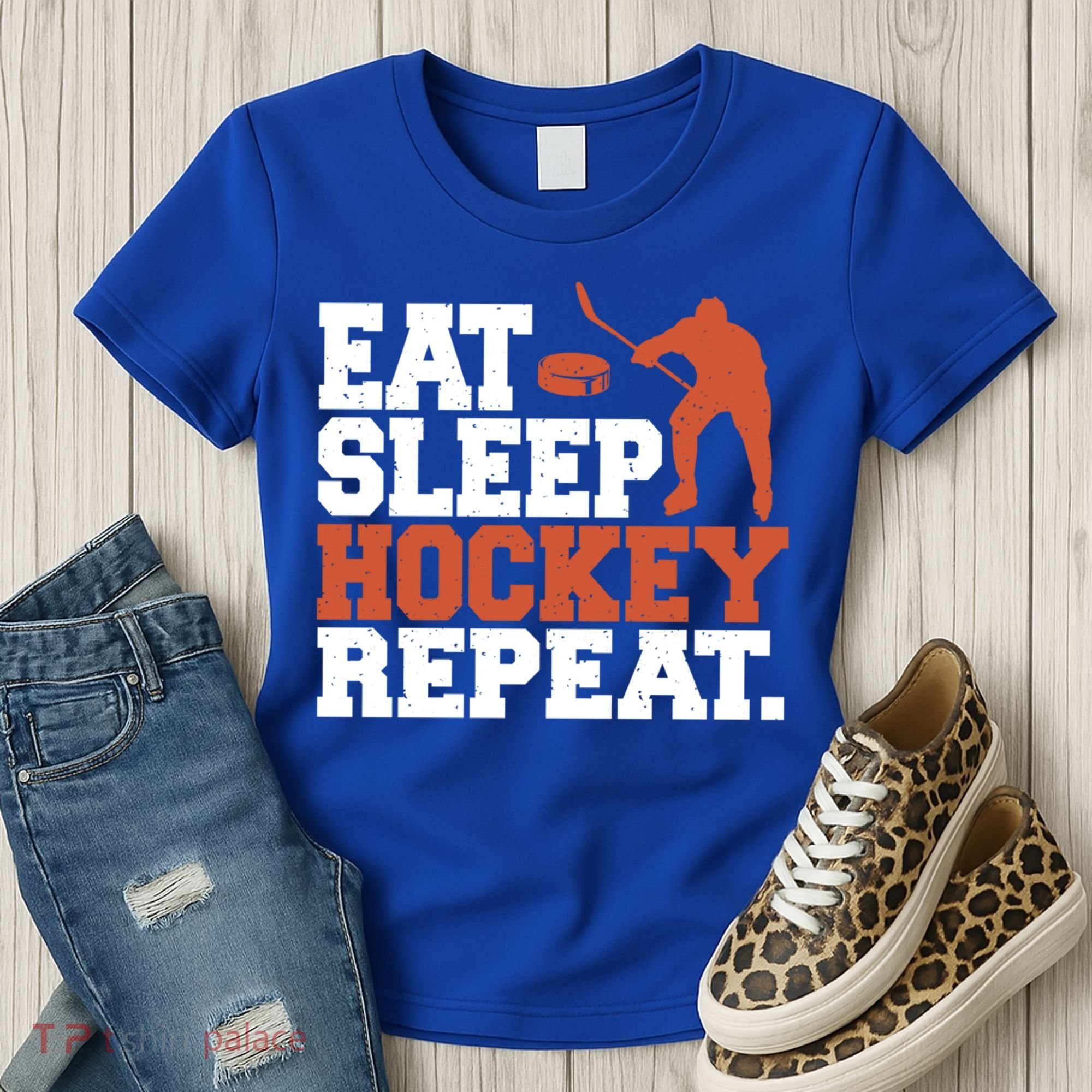 Hockey Gift Retro Eat Sleep Hockey Repeat Gift Women's T-Shirt
