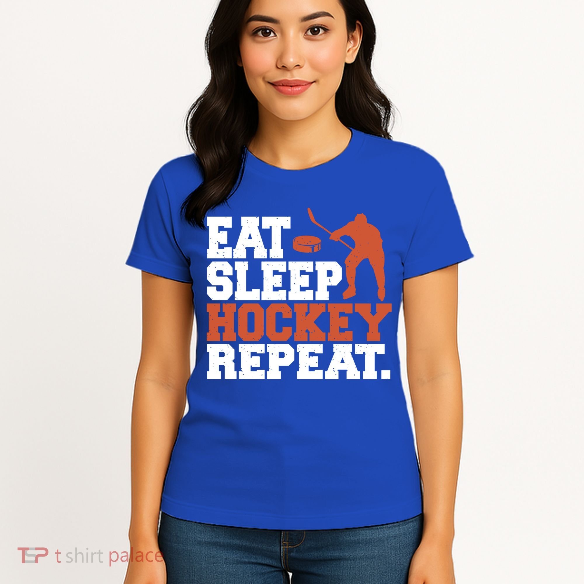 Hockey Gift Retro Eat Sleep Hockey Repeat Gift Women's T-Shirt