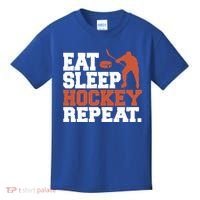Hockey Gift Retro Eat Sleep Hockey Repeat Gift Kids T-Shirt thumb 0