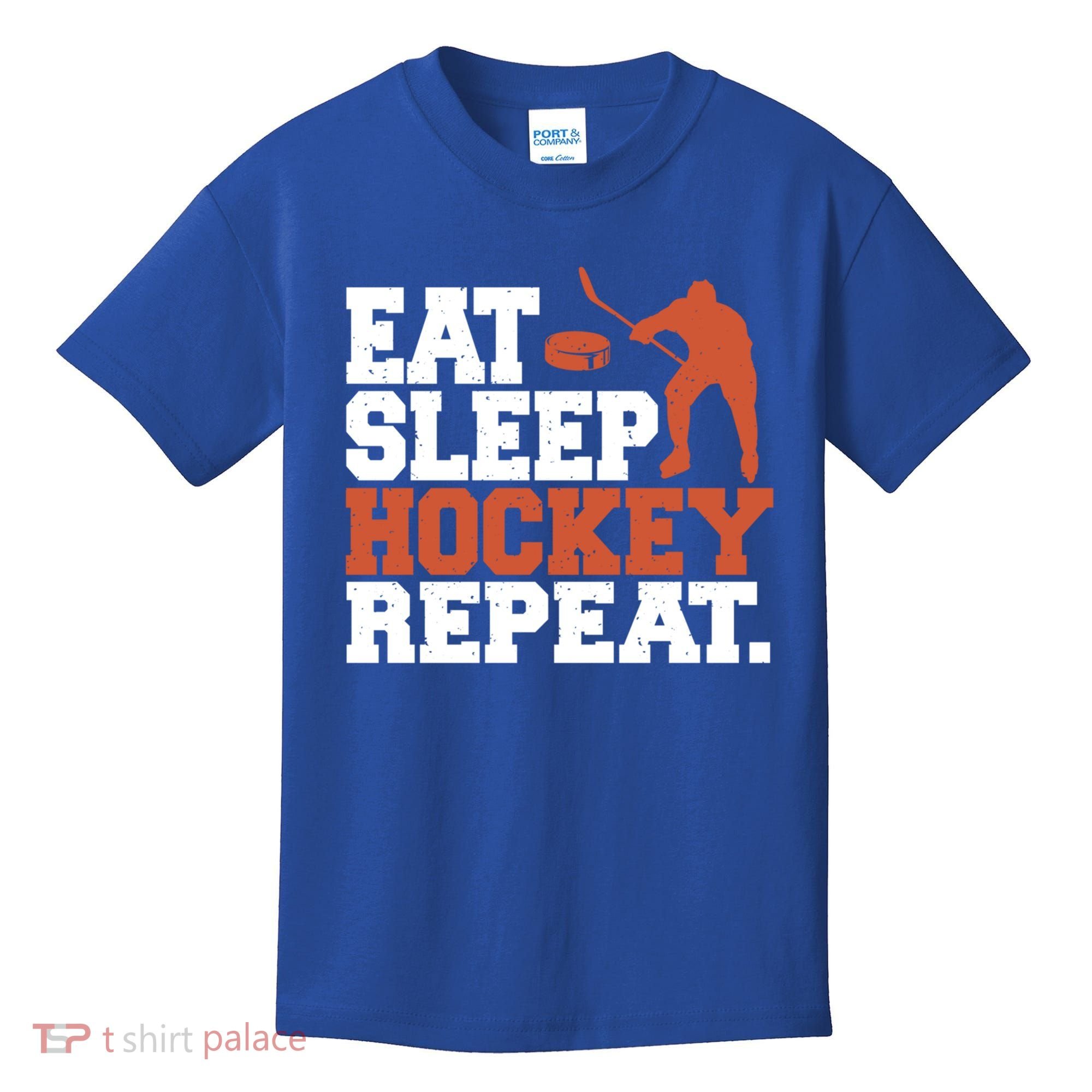 Hockey Gift Retro Eat Sleep Hockey Repeat Gift Kids T-Shirt