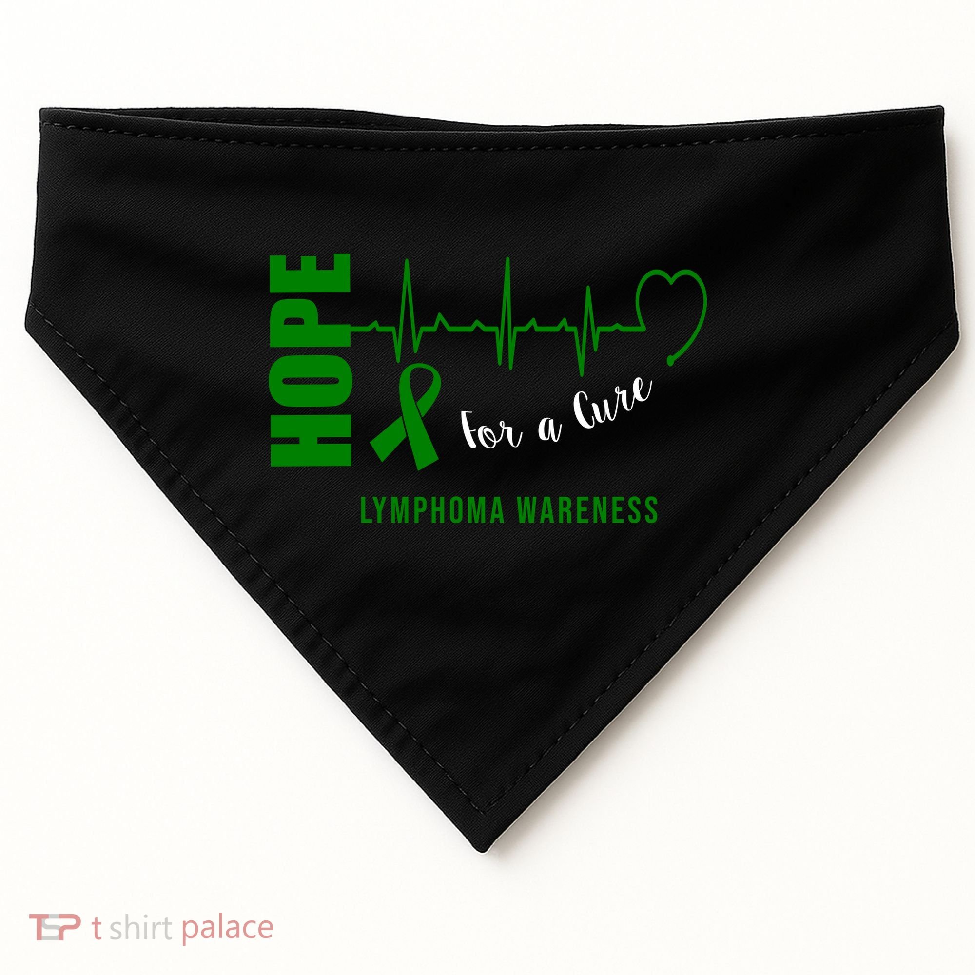 Hope Green Ribbon Lymphoma Awareness USA-Made Doggie Bandana