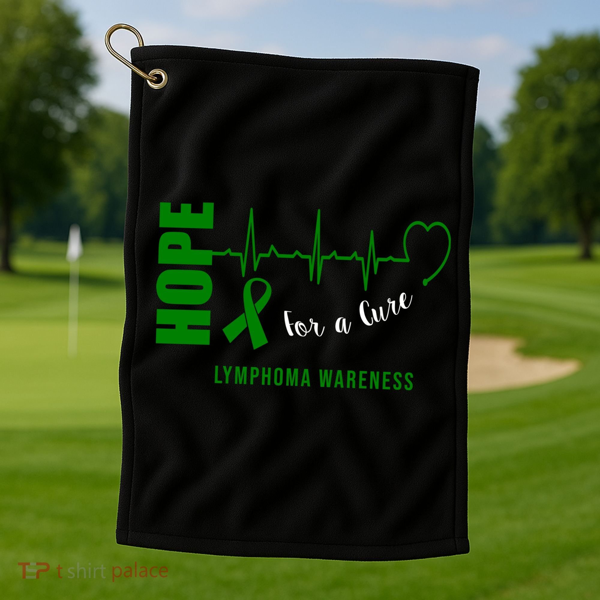 Hope Green Ribbon Lymphoma Awareness Golf Towel
