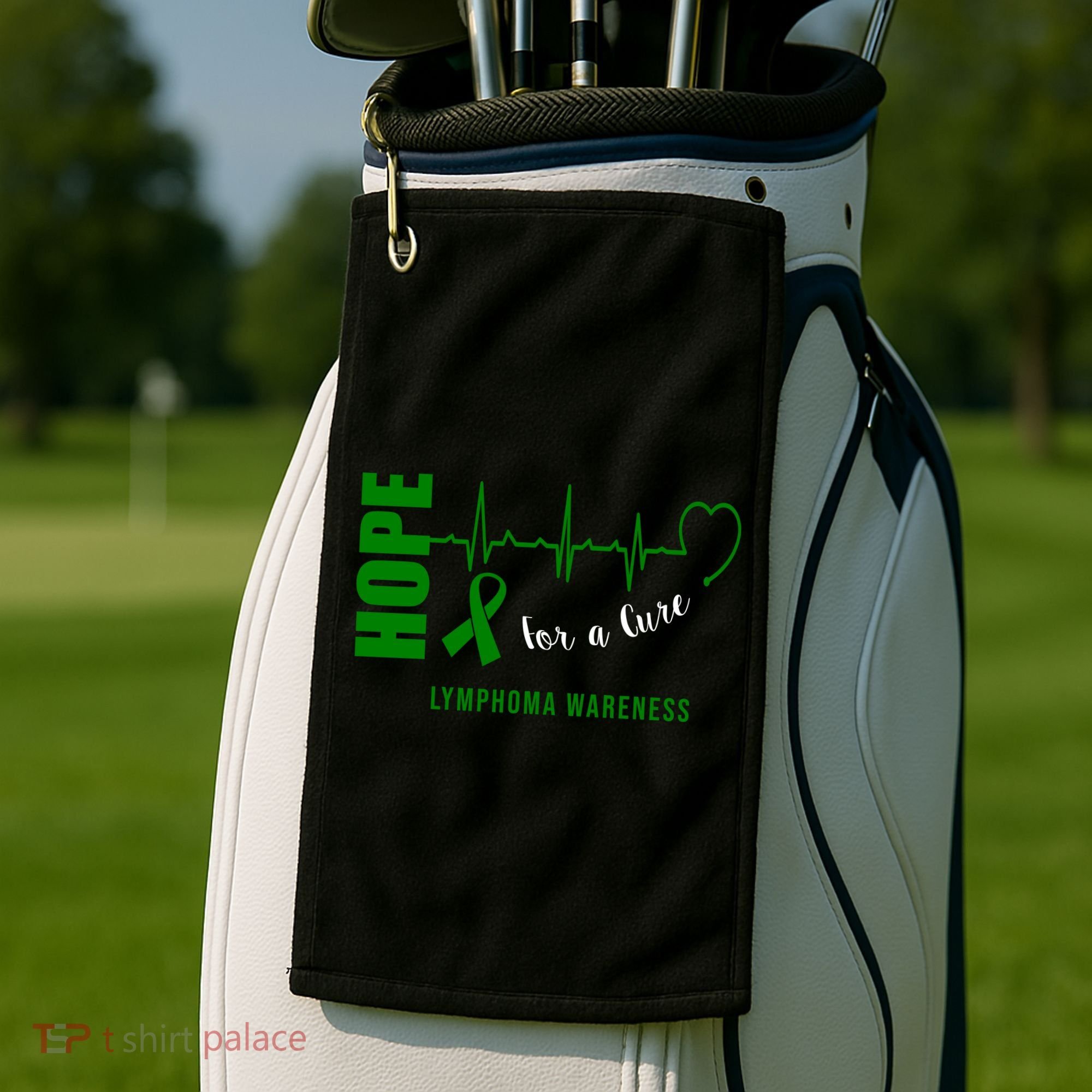 Hope Green Ribbon Lymphoma Awareness Golf Towel