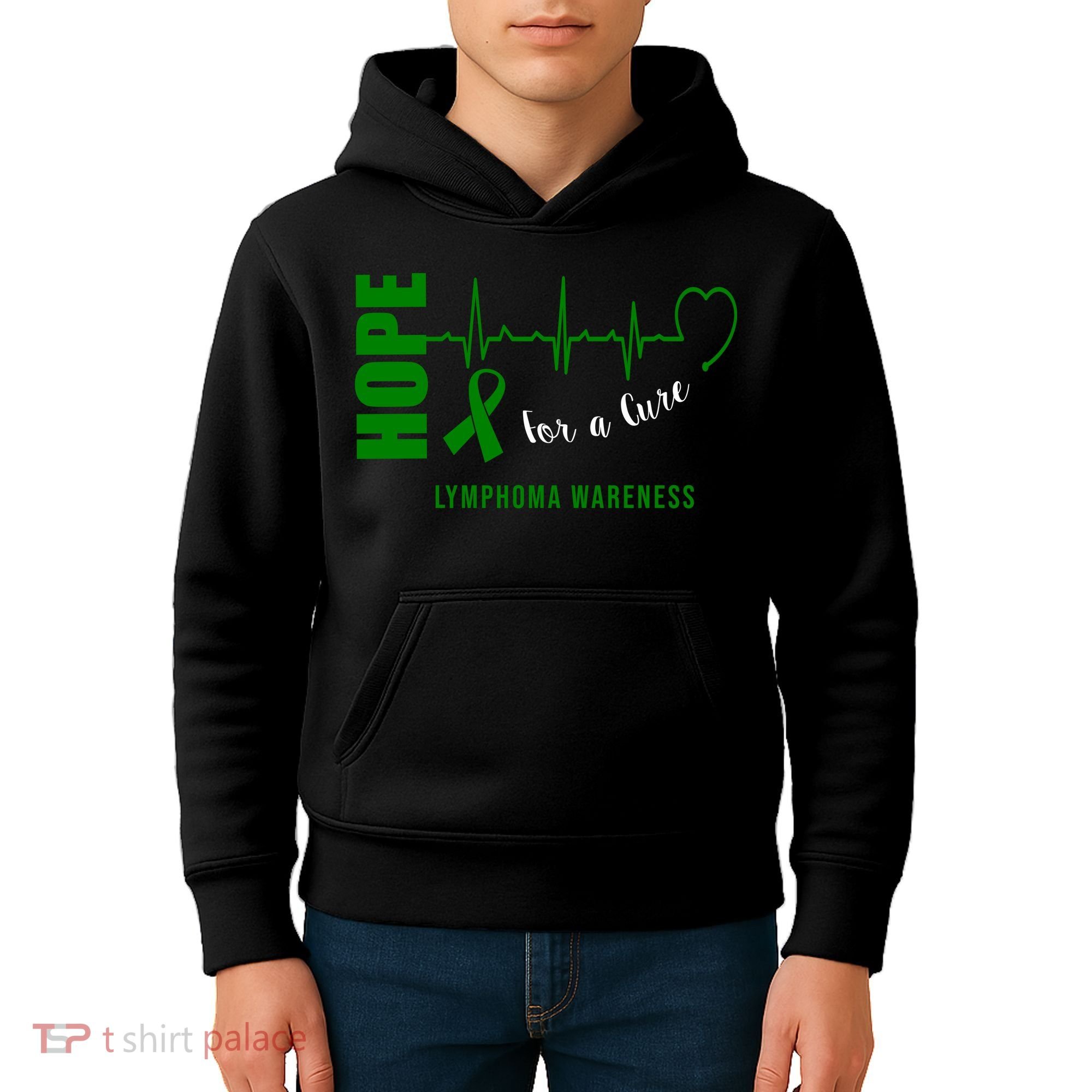 Hope Green Ribbon Lymphoma Awareness Kids Hoodie