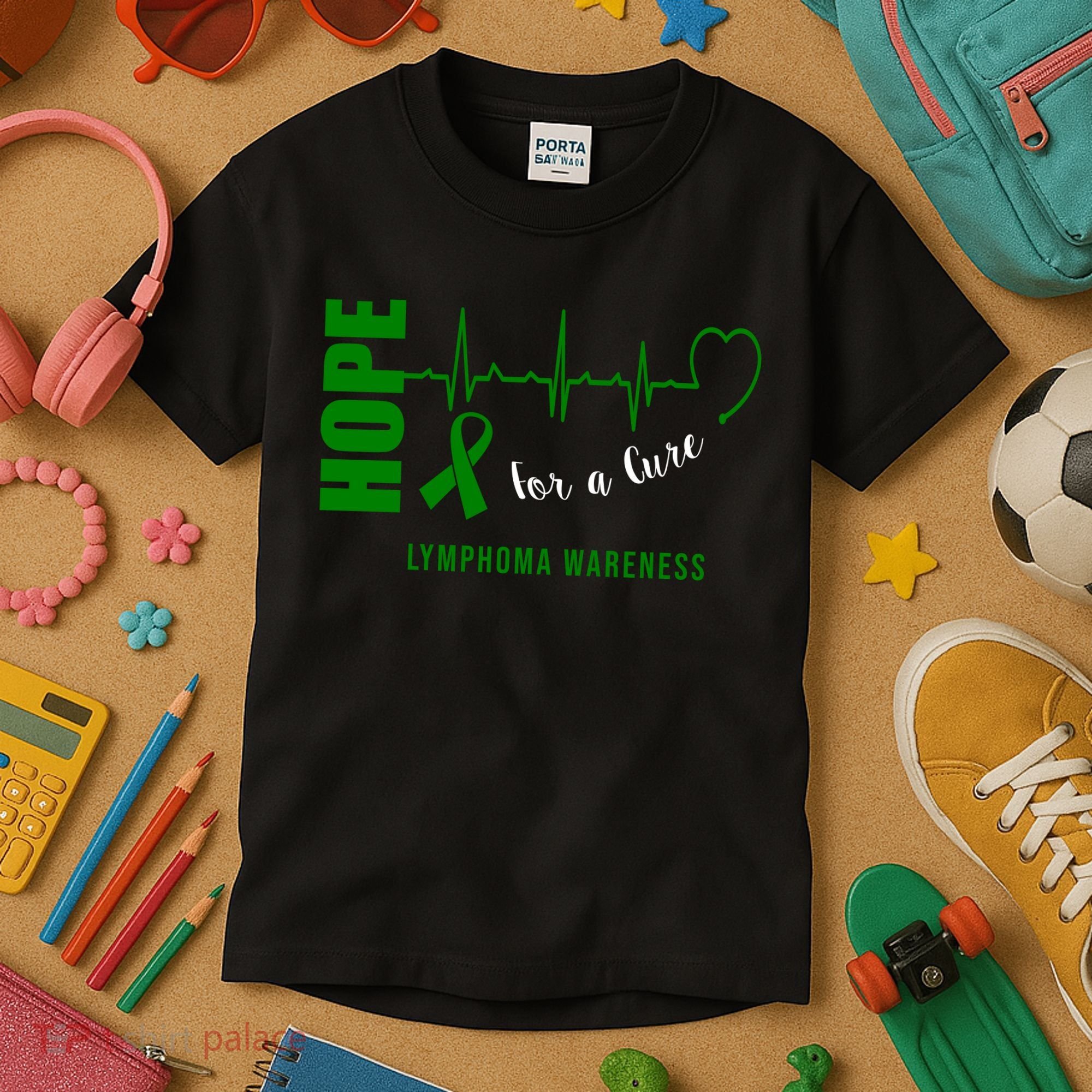Hope Green Ribbon Lymphoma Awareness Kids T-Shirt